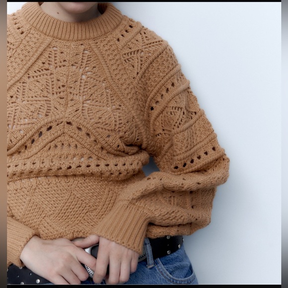 Zara open knit chunky textured knit sweater - Picture 7 of 13